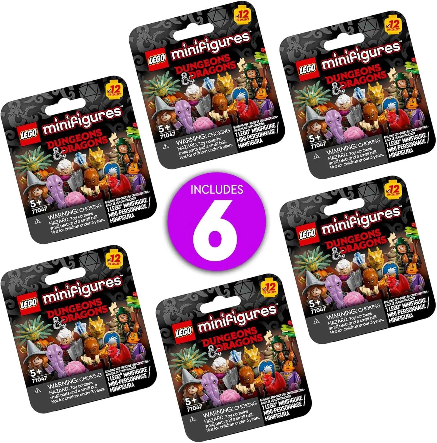 LEGO 66765 Minifigures Dungeons & Dragons 6 Pack, Collectible Toy Figures Including Tiefling Sorcerer and Gith Warlock, Party Favors for Kids or Adult Fans